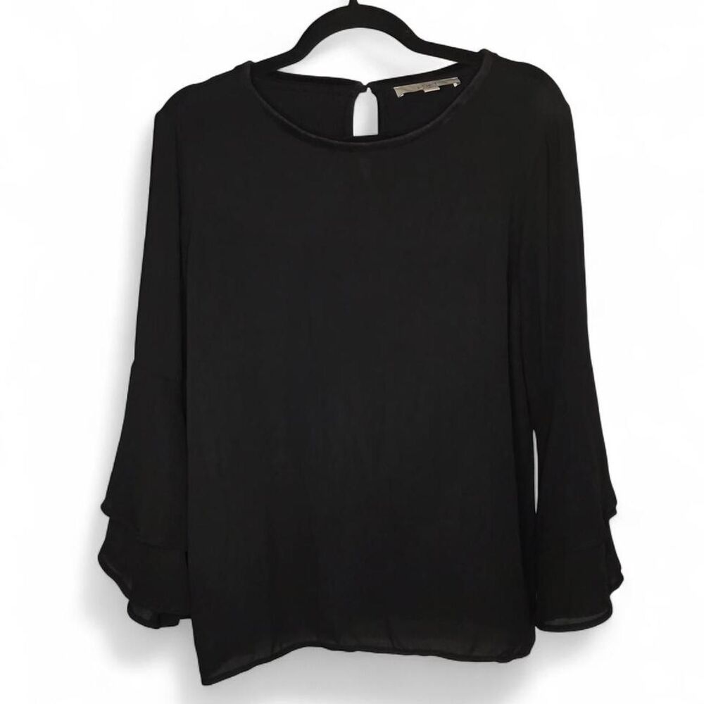 LOFT Black Bell Sleeve Keyhole Top Goth Boho Medium
